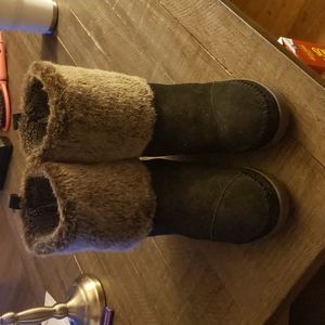 Toms-Nepal Suede Faux Fur Cuffed Pull On Winter Boot Black Size 8.5M